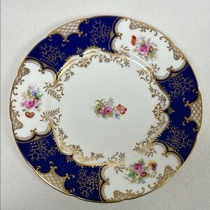 Vintage 8 3/4”bone china luncheon plate “ Panel Cobalt “ by COALPORT England